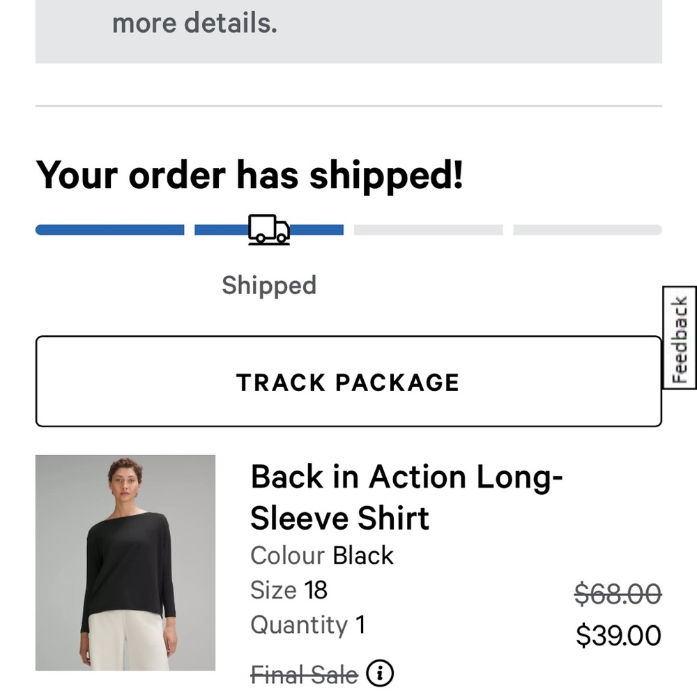 lululemon athletica back In action Black Long Sleeve Tee